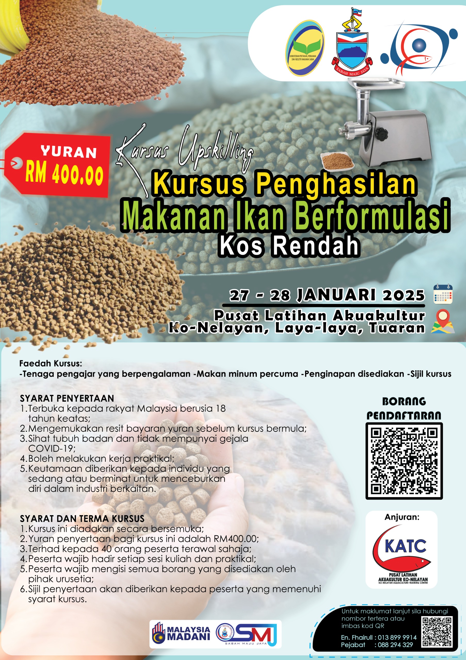 Kursus Upskilling: Penghasilan Makanan Ikan Berformulasi Kos Rendah
